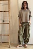 Annie Cushion Cotton Cuff Barrel Pant Deep Olive